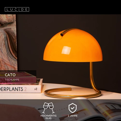 Lucide CATO - Tischlampe - Ø 23,5 cm - 1xE27 - Orange - USP